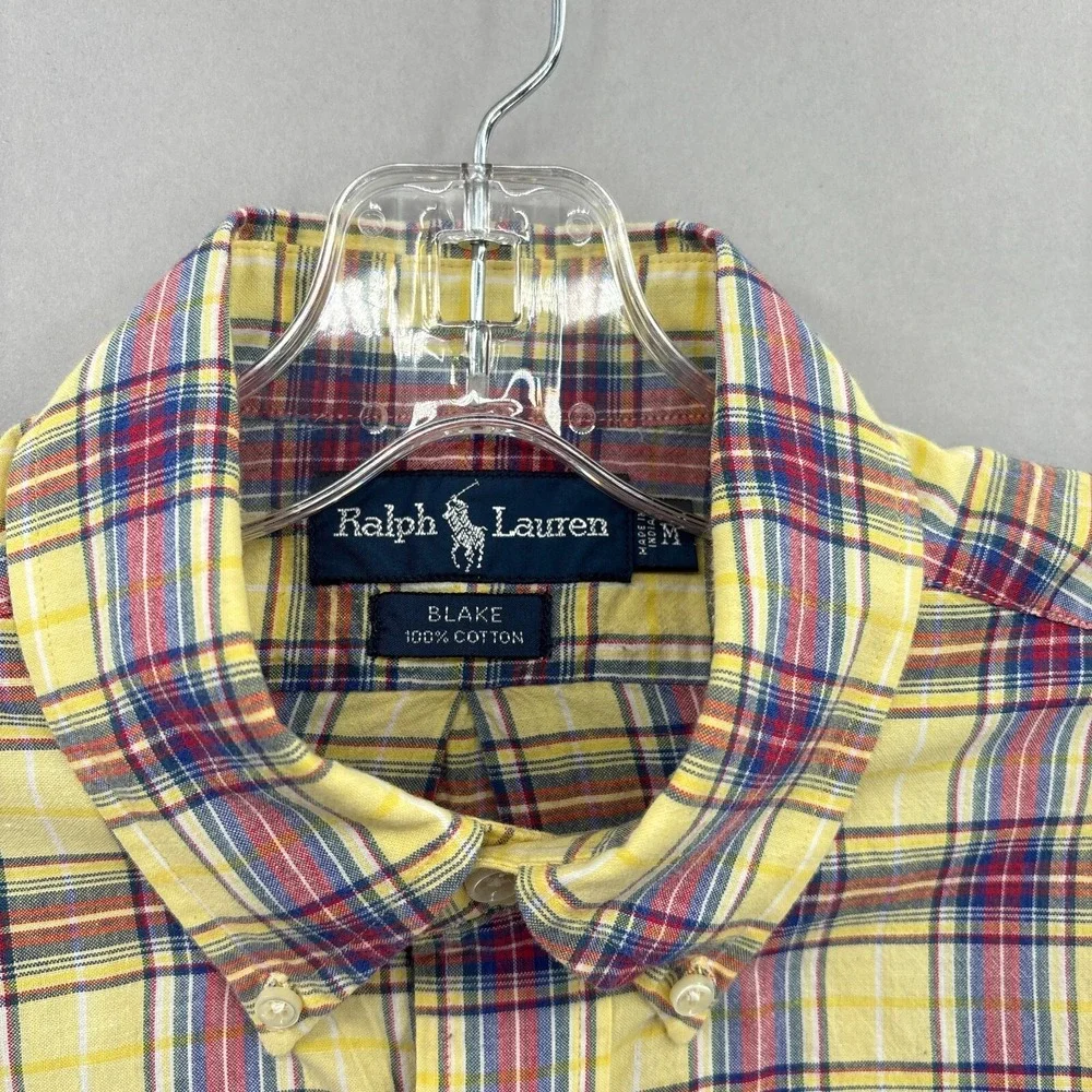 Polo Ralph Lauren Shirt Mens Medium Yellow Red Plaid Button Down‎ Tartan Blake